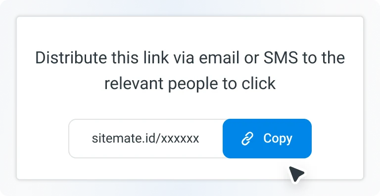 Share a form by web URL, distributed via email or SMS